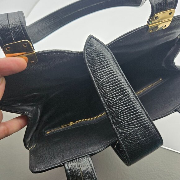 Vintage Black Faux Croc Embossed Shoulder Bag Lady Like Old Money - Picture 7 of 12